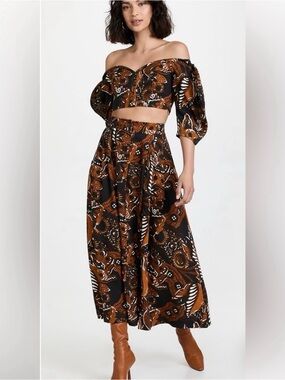 Mara Hoffman Black and Brown Printed Maxi Skirt